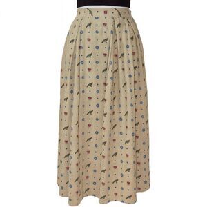 Koret Pheasant Print Skirt Sz 10 (Runs V Small XS) Corduroy Cottagecore Maxi